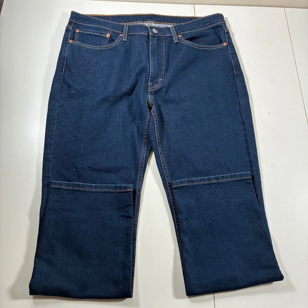 NEW Levi's 514 Straight Jeans 38x30 Blue Dark Wash Denim Stretch Tag 36x30 READ